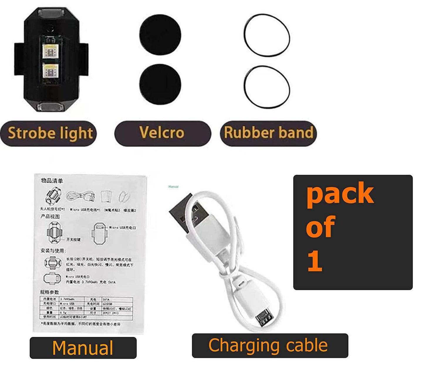 7 Colors LED With 3 Flashing/ Blinking Modes Aircraft Strobe / Helmet Exterior Night Signal Light With USB Rechargeable Cable Kit For Drone Flashing, Bike Bicycle (1 Piece)