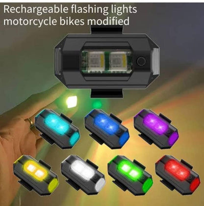 7 Colors LED With 3 Flashing/ Blinking Modes Aircraft Strobe / Helmet Exterior Night Signal Light With USB Rechargeable Cable Kit For Drone Flashing, Bike Bicycle (1 Piece)