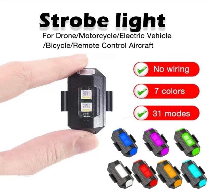 7 Colors LED With 3 Flashing/ Blinking Modes Aircraft Strobe / Helmet Exterior Night Signal Light With USB Rechargeable Cable Kit For Drone Flashing, Bike Bicycle (1 Piece)